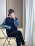 予瑾假兩件拼接毛衣女2024秋冬設(shè)計(jì)感外套寬松顯瘦針織衫開(kāi)衫上衣 藏藍(lán)色 S (建議100以?xún)?nèi)) 曬單實(shí)拍圖