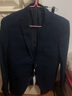 羅蒙（ROMON）西服套裝男士英倫風(fēng)商務(wù)休閑職業(yè)修身正裝新郎結婚禮服格子小西裝 三件套-0107藏青藍格紋 XL碼(加8件禮品) 曬單實(shí)拍圖