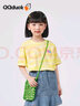 可可鴨（QQ DUCK）童裝兒童T恤女童夏裝短袖上衣學(xué)生青少年衣服愛心T淺黃；160 曬單實(shí)拍圖