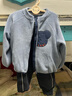 拉比兒童外套春秋男女童棒球服保暖全開(kāi)立領(lǐng)外套上衣 深灰 100 曬單實(shí)拍圖