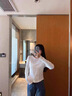 妙奕嘉長袖t恤女士修身上衣秋季新款白色打底衫女可外穿冬季衣服女裝 收腰弧形下擺長袖T恤【白色】 L 【建議96-110斤】 曬單實(shí)拍圖