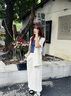 對(duì)白老錢(qián)風(fēng)輕薄西裝套裝裙女2025夏新款短袖外套半身裙通勤兩件套 杏仁米 S 曬單實(shí)拍圖