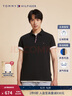 TOMMY HILFIGER【透氣舒適】夏季男裝珠地網(wǎng)眼撞色門襟商務(wù)休閑短袖POLO衫 曜巖黑BDS XL (推薦：165-180斤) 曬單實(shí)拍圖