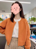 妃莉杋（FeiLiFan）休閑褲女裝套裝2024新款秋季茶系穿搭一整套小個子時尚減齡兩件套 橘色毛衣+米杏色休閑褲 M 曬單實拍圖