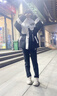 AEMAPE白鴨絨羽絨服女2025秋冬季新款加厚女裝時(shí)尚休閑設計感中長(cháng)款外套 黑白 M 曬單實(shí)拍圖