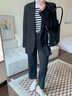 伊芙麗彈力顯瘦經(jīng)典百搭直筒牛仔褲女2023秋冬新款褲子 深灰 M 曬單實(shí)拍圖