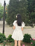 GARNUO白色連衣裙子女夏季法式氣質(zhì)小個(gè)子學(xué)院風(fēng)收腰初戀小白裙短裙套裝 白色【裙子+短褲】 S 【80-100斤】 曬單實(shí)拍圖