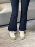 2023春季新款真皮圓頭系帶運動(dòng)休閑板鞋女松糕厚底簡(jiǎn)約小白鞋單鞋 杏色 單層 37 曬單實(shí)拍圖