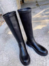 狄德拉大碼女靴41一43顯瘦長(cháng)筒靴厚底增高粗腿胖mm大筒圍騎士靴不過(guò)膝靴 308加肥筒黑色單里 41 (255mm) 曬單實(shí)拍圖