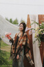 北極絨圍巾女美拉德系格子披肩外搭韓版百搭秋冬季暖絨保暖大斗篷厚披風(fēng) 楓葉黃 曬單實(shí)拍圖