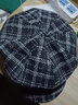 韓版八角帽子女士春秋天格子貝雷帽中老年媽媽帽冬季保暖畫(huà)家帽 線(xiàn)條格八角黑色 56-58cm 曬單實(shí)拍圖