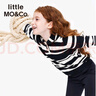 little MO&Co.童裝兒童春秋裝女童翻領條紋套頭針織衫polo領上衣 黑白條色2 155 155/72 曬單實拍圖