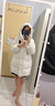 冪系品牌白鵝絨羽絨服女中長款2025新款韓版可脫卸帽女士加厚保暖外套 米白 L 130-150斤 曬單實(shí)拍圖