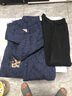 云露雅奶奶冬裝加絨加厚棉襖中老年人女?huà)寢屃㈩I(lǐng)保暖棉服老太太棉衣外套 藍色帶厚褲 XL 建議70-90斤左右 曬單實(shí)拍圖