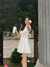 GARNUO白色連衣裙子女夏季法式氣質(zhì)小個(gè)子學(xué)院風(fēng)收腰初戀小白裙短裙套裝 白色【裙子+短褲】 S 【80-100斤】 曬單實(shí)拍圖