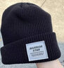 回力（Warrior）帽子男秋冬季男士保暖毛線(xiàn)帽潮牌冷帽男生針織帽女冬天棉帽堆堆帽 黑色 53cm-63cm 曬單實(shí)拍圖