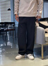 巴魯特【香蕉褲】男裝休閑長(cháng)褲男春夏季新款寬松通勤闊腿直筒顯瘦褲子 黑色 M （175/82A） 曬單實(shí)拍圖