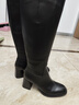 莎莎蘇秋冬新款方頭高粗跟騎士靴旅行時(shí)裝長(cháng)靴配裙子 黑色 36 曬單實(shí)拍圖