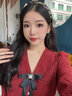 Olrain歐芮兒紅色連衣裙女裝新年戰(zhàn)袍春秋赫本風(fēng)綁帶收腰小紅裙子 紅色 L 曬單實(shí)拍圖