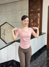 麓格立瑜伽服女上衣帶胸墊運(yùn)動(dòng)修身短袖t恤跑步速干普拉提訓(xùn)練健身透氣 鏤空瑜伽短袖【貝殼粉】 L 建議【105-115斤】 曬單實(shí)拍圖
