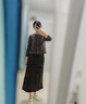 玖姿·安娜蔻通勤優(yōu)雅香風(fēng)羊毛圈圈紗舒適針織開衫女裝2024冬款 咖啡 S 曬單實(shí)拍圖