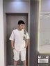 稻草人華夫格小熊刺繡短袖t恤男夏季國潮設計感新中式寬松大碼半袖上衣 白色 T184 L 曬單實(shí)拍圖