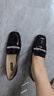 NINE WEST/玖熙復(fù)古學(xué)院風(fēng)珍珠鉆鏈小皮鞋方頭單鞋 NP332008FK 黑色35 曬單實(shí)拍圖