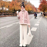 瑪嬌媚（Majiaomei）羊羔絨外套女短款2024年冬季新款皮毛一體小個(gè)子韓系毛茸茸棉服女 粉色 S 曬單實(shí)拍圖