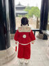 班喜迪漢服女童套裝冬裝兒童國風(fēng)拜年唐裝加絨夾棉寶寶過(guò)年喜慶周歲衣服 紅色 120 曬單實(shí)拍圖