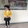 mlgt kids童裝女童毛衣秋季新款純色寶寶上衣兒童針織衫半高領(lǐng)假兩件 黃色 100cm 曬單實(shí)拍圖