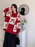 唐菓蜜紅色連衣裙女2024秋冬新款女裝學生韓系減齡甜美風新年紅色套裝裙 紅色蝴蝶結(jié)毛衣+紅色連衣裙 M 【80-100斤】 曬單實拍圖