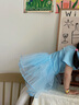 艾舞戈兒童舞蹈服女童芭蕾舞練功裙跳舞軟紗裙蓬蓬裙幼兒中國(guó)舞連體服 淺藍(lán)-短袖 120 碼（高105-110cm重30-38斤） 曬單實(shí)拍圖
