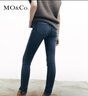 MO&Co.【Q暖丹寧】高腰修身彈力加絨牛仔褲顯瘦牛仔褲女摩安珂 牛仔藍(lán)色-第2批 XL 29 曬單實拍圖