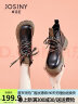 卓诗尼马丁靴女2023冬季女鞋新款英伦保暖棉鞋厚底雪地靴子加绒加厚短靴 黑色（单里） 35 实拍图