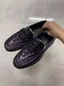 老爺車皮鞋男鱷魚紋高端樂福鞋男商務(wù)休閑男鞋韓版豆豆鞋真皮鞋子男軟底 LYC3321酒紅色 43 曬單實拍圖