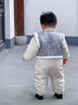 班喜迪嬰兒秋冬衣服嬰幼兒連體衣過(guò)年拜年服男寶寶周歲禮服外出棉服春秋 米色 90cm 曬單實(shí)拍圖