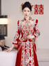 枝己秀禾服新中式2025新款新娘結(jié)婚禮服敬酒服龍鳳褂古裝嫁衣出閣服 HF013絲絨 M 曬單實拍圖