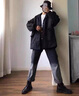 gxmy風(fēng)衣男士休閑套裝秋冬季新款港風(fēng)加厚保暖衣服男裝外套潮流三件套 三件套【藍色+黑高領(lǐng)毛衣+加絨西 XL 曬單實(shí)拍圖