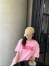 一寸相思聯(lián)名粉色純棉短袖t恤女夏季2025新款歐貨大碼中長款體恤半袖上衣 粉色 S （75-85） 曬單實拍圖