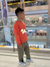 史努比男童秋裝套裝大童運動潮裝春秋款韓版上衣酷帥兒童衛(wèi)衣男 劃線努比焦橙-三只努比K灰 130 曬單實拍圖
