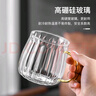 CCKO水杯玻璃杯高顏值杯子高硼硅耐熱帶把手泡茶喝水杯牛奶果汁飲料杯 400ML條紋把杯(琥珀)1個 曬單實拍圖