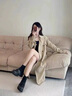 她芙品牌女裝卡其色風(fēng)衣外套女中長(zhǎng)款2025春秋新款韓版氣質(zhì)小個(gè)子大衣 卡其色 M 120~135斤 曬單實(shí)拍圖
