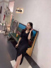 RUIQIUER雪紡連衣裙女夏季新款衣服時尚氣質女神范赫本風中長款小黑裙子 黑色 M 曬單實拍圖