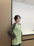 LAGOGO簡(jiǎn)約休閑撞色長(cháng)袖T恤女拉谷谷2025年春季新款舒適全棉上衣 綠灰 L 曬單實(shí)拍圖