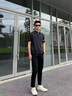 騎行裊男士九分褲  春夏薄款彈力修身小腳錐形褲松緊腰休閑百搭9分褲男 黑色 32 曬單實拍圖