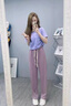 梓洛蘭ZiLuolan多巴胺套裝女2025秋季新款大碼穿搭顯瘦休閑吊帶防曬襯衫 防曬襯衫+吊帶+紫色闊腿褲 XL 建議120-140斤 曬單實(shí)拍圖