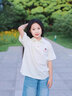 朱阿姨女大童短袖t恤夏季2025新款女童初中生夏裝polo衫青少年半袖上衣 米杏色 150 曬單實(shí)拍圖