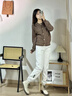 Jret加長(zhǎng)褲子女高個(gè)子衛(wèi)褲大碼哈倫休閑褲2025春夏新款運(yùn)動(dòng)褲春夏 白灰色 常規(guī) S 曬單實(shí)拍圖
