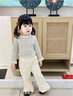 幼歌（YOUGE）兒童時(shí)髦復古花邊喇叭長(cháng)褲嬰幼兒可愛(ài)百搭彈力口袋褲子 云朵白(66-90兩用襠) 100 cm 曬單實(shí)拍圖