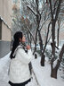 VJZE中學(xué)生少女冬天穿的冬季棉服外套蝴蝶結娃娃領(lǐng)小香風(fēng)2024女新 象牙白 L 曬單實(shí)拍圖